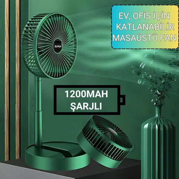 Polham 1200mAh Şarjlı Katlanabilir Telefon Stantlı Masaüstü Serinletici Vantilatör Fan, Katlanır Fan ürün görseli 1