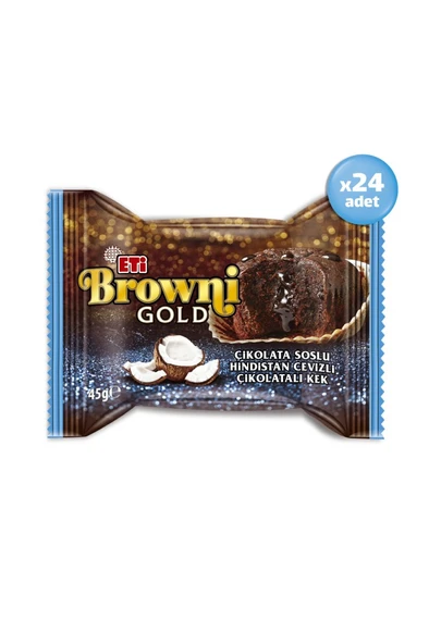 Browni Gold Çikolata Soslu Hindistan Cevizli Çikolatalı Kek 45 g x 24 Adet ürün görseli 1