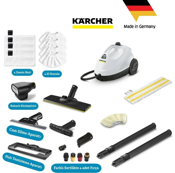 Karcher Sc 2 Easyfix Profesyonel Max Set Buharlı Temizlik 1500W 3.2 Bar Cam Halı Sert Zemin Kimyasalsız Hijyenik Hızlı Isınan Profesyonel Ev Tipi Yüksek Basınçlı Buhar Temizleme Makinesi Garantili ürün görseli 1