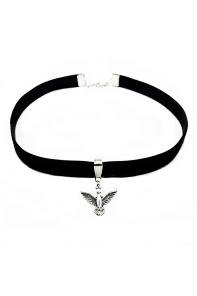 Albatros Kuşu Siyah Kadife Kadın Choker Tasma Kolye ürün görseli 1