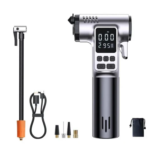 Polham 4in1 150PSİ 4000mAh Şarjlı Araç Lastik Şişirme Pompası, Cam Kırıcı, Kemer Kesici, Led Işıklı,Şarjlı Pompa ürün görseli 1
