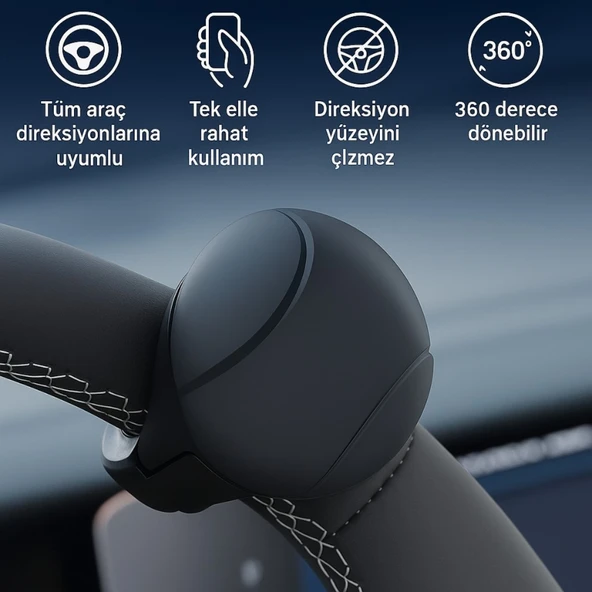 Polham Araç Direksiyon Topuzu 360 Dönebilir, Direksiyon Çizmez, Tüm Araç Direksiyonlarına Uyumlu ürün görseli 1