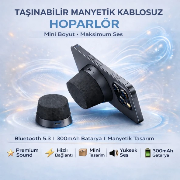 Polham Manyetik Mini Bluetooth Hoparlör – IPX6 Su Geçirmez Taşınabilir Güçlü Bass Stereo Speaker ürün görseli 1