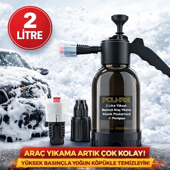 Polham 2 Litre Yüksek Basınçlı Araç Yıkama Köpük Püskürtücü El Pompası, Otomobil, Bahçe, Temizleme Pompası ürün görseli 1