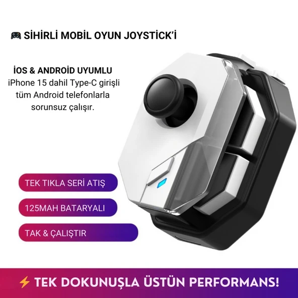 Polham Profesyonel Mobil Oyun Joystick | iOS & Android Uyumlu, Oyun Kontrol Cihazı, Tak-Çalıştır ürün görseli 1