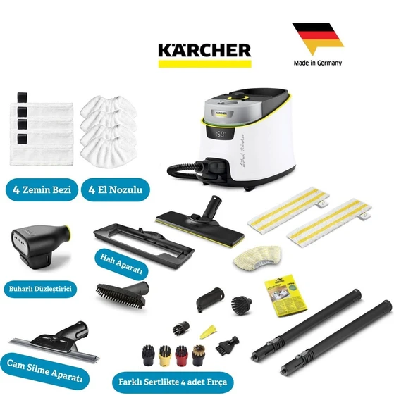 Karcher Sc 5 Deluxe Signature Line Profesyonel Set 2200W 4 Bar Buharlı Temizlik Cam Halı Sert Zemin Kimyasalsız Hijyenik Yüksek Basınçlı Profesyonel Ev Tipi Endüstriyel Buhar Temizleyici Garantili ürün görseli 1