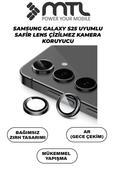 Samsung S25 Uyumlu Safir Lens Çizilmez Dayanıklı Kamera Koruyucu ürün görseli 1