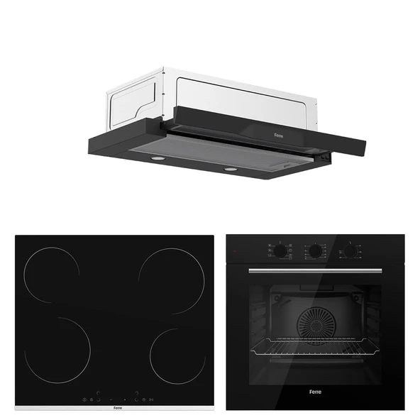 Elektrikli Aspiratörlü Siyah 3'lü Ankastre Set ( Qbl62cs-Ms261-D036 ) ürün görseli 1