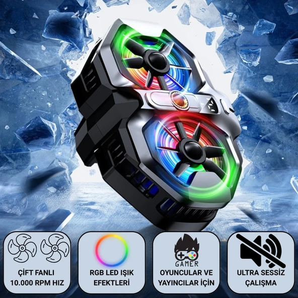 Polham Çift Fanlı 10.000 RPM Soğutucu | RGB LED Işık Efektli | Ultra Sessiz Çalışma | Oyuncular & Yayıncılar İçin ürün görseli 1