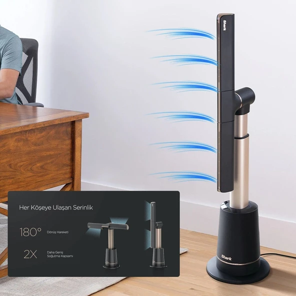 Shark Çok yönlü yüksek hızlı serinletici fan & Vantilatör siyah gold, 90 W güç, 10 hız, 180 derece salınım, uzaktan kumandalı vantilatör ürün görseli 1