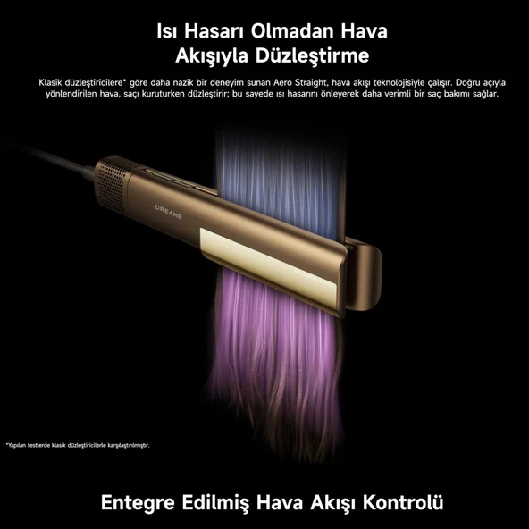 Dreame Aero Straight Kablosuz Yüksek Kaliteli Saç Düzleştirici, Altın, USB-C Şarjlı, Seyahat Boy, Pü ürün görseli 1