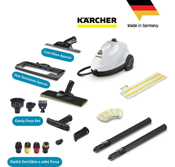Karcher Sc 2 Easyfix Plus Set Sarı Buharlı Temizlik Makinesi 1500W 3.2 Bar Cam Halı Sert Zemin Kimyasalsız Hijyenik Hızlı Isınan Profesyonel Ev Tipi Yüksek Basınçlı Buhar Temizleyici Garantili ürün görseli 1