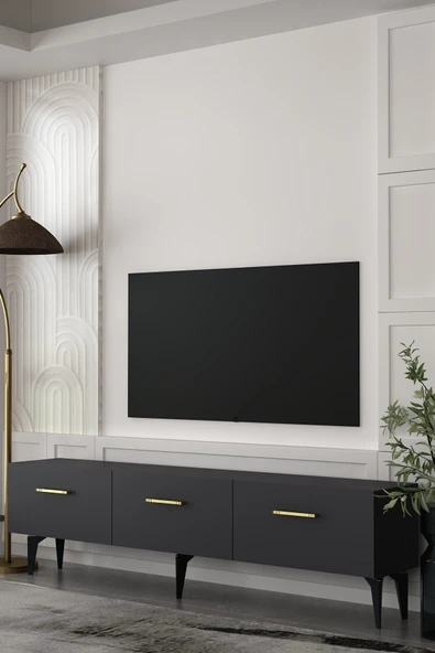 Dekortis Home Dekor 180DHDTS2AA EROS TV SEHPASI,ÜNİTESİ ANTRASİT-ALTIN ürün görseli 1