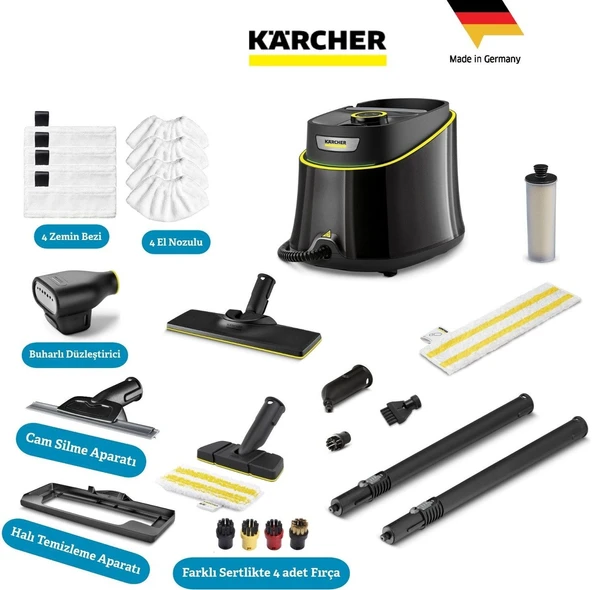 Karcher Sc 3 Deluxe Easyfix Profesyonel Max Set 1900W 3.5 Bar Hızlı Isınan Buharlı Temizlik Cam Halı Sert Zemin Kimyasalsız Hijyenik Profesyonel Ev Tipi Yüksek Basınçlı Buhar Temizleyici Garantili ürün görseli 1