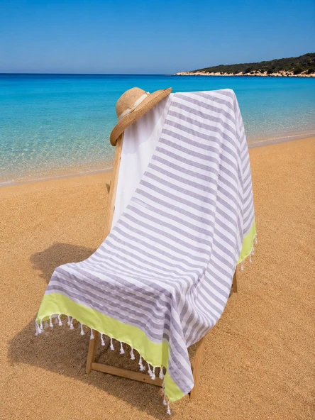 %100 Pamuk Renkli 90x160 cm Renkli Peştamal Plaj Havlusu Hürsan ürün görseli 1