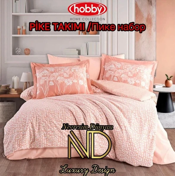 Hobby Poplin Pike Takımı Çift Kişilik Velura Terracota ürün görseli 1