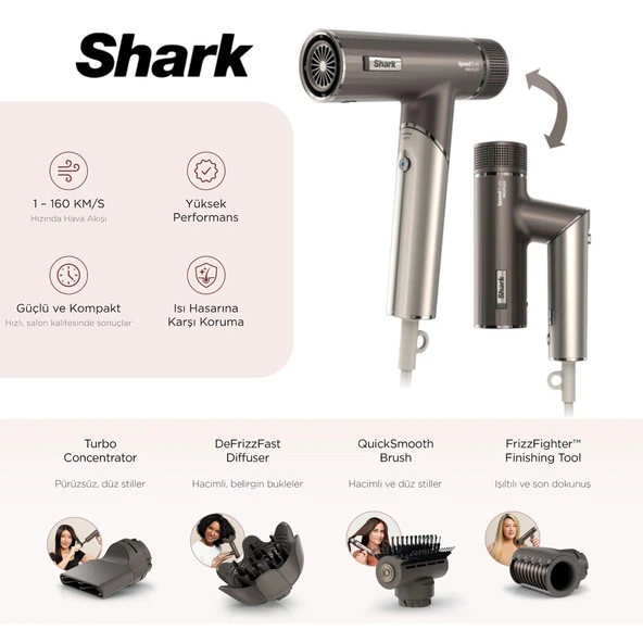Shark SpeedStyle Pro Flex HD754EUT Beyaz Yüksek Kaliteli 4 in 1 Sistem, 1700 W, Bukle ve Dalga Apara ürün görseli 1