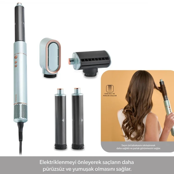 Homend Hairmony 4606H Su Yeşili Çok Amaçlı Saç Kurutma Seti, Bukle Aparatı, Soğuk Hava Tuşu, Difüzör ürün görseli 1