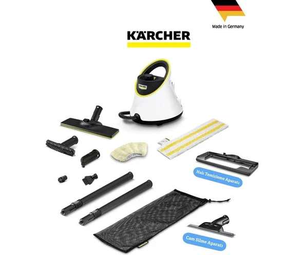 Karcher Sc 2 Deluxe Home Kit Easyfix Buharlı Temizlik Makinesi 1500W 3.2 Bar Fayans Cam Sert Zemin Halı Kimyasalsız Hijyenik Hızlı Isınan Profesyonel Ev Tipi Buhar Temizleyici Seti Almanya Üretimi ürün görseli 1