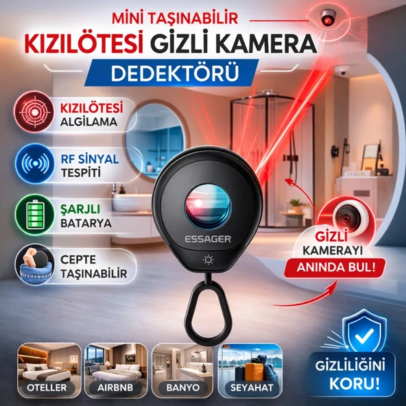 Polham Mini Taşınabilir Kızılötesi Kamera Dedektörü | RF Sinyal Tespiti | Şarjlı | Otel, Airbnb Güvenlik Cihazı ürün görseli 1
