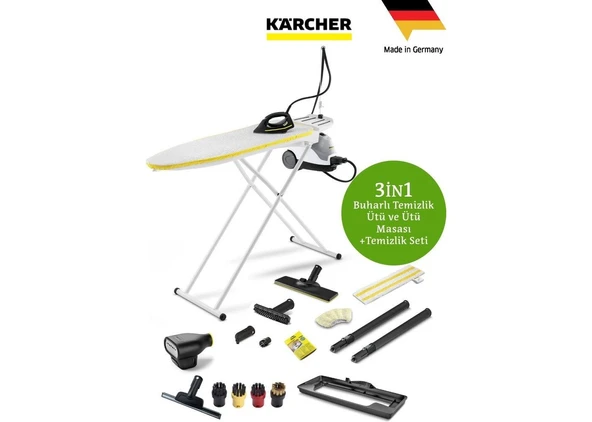Karcher Si 4 Easyfix Iron Ultra Kit Buharlı Temizlik ve Ütüleme Sistemi 2200W Ütü Masası Dahil Cam Halı Sert Zemin Kimyasalsız Hijyenik Profesyonel Ev Tipi Buhar Temizleyici Seti Garantili Performans ürün görseli 1
