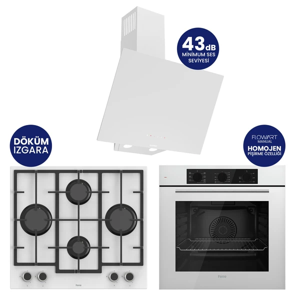 Chef Edition Turbolu Beyaz 3'lü Ankastre Set QBL62CB-LN386-D078SA ürün görseli 1
