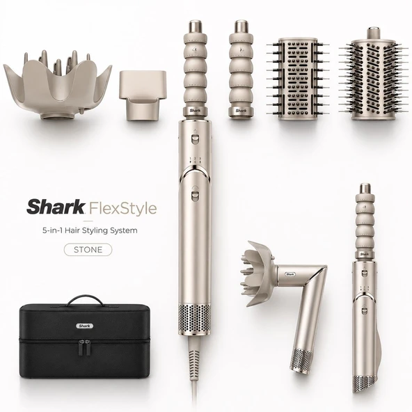 Shark FlexStyle 5-in-1 Stone Premium Saç Kurutma ve Şekillendirme Seti, 1400 W Güçlü Motor, Auto-Wra ürün görseli 1