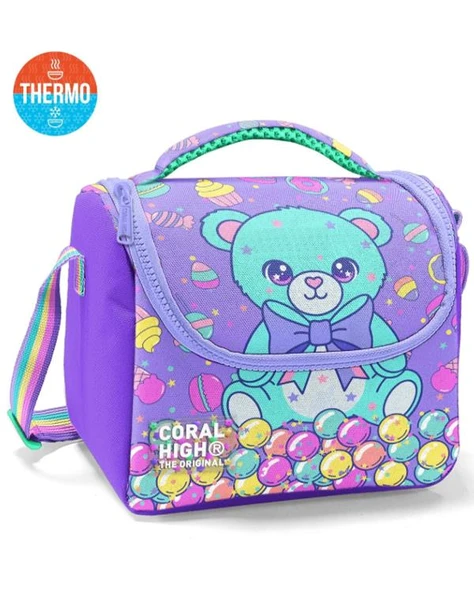 Coral High Mor Yeşil Ayıcık Desenli Thermo Beslenme Çantası 37105 ürün görseli 1
