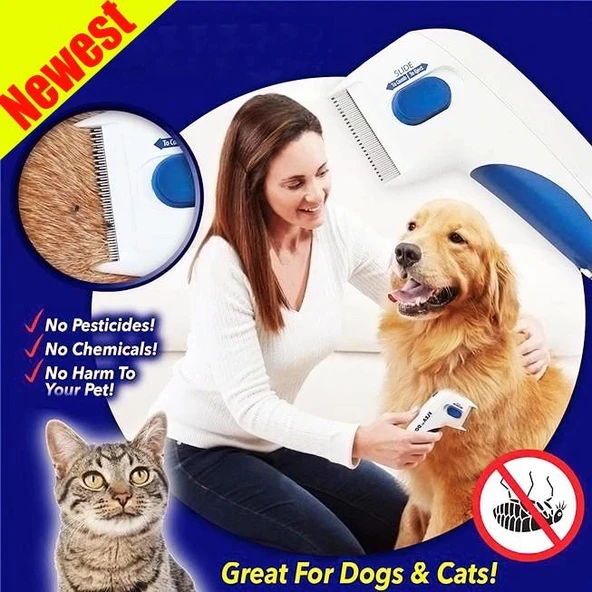 Flea Dtor Kedi ve Köpekler için Pilli Pire Tarağı ürün görseli 1