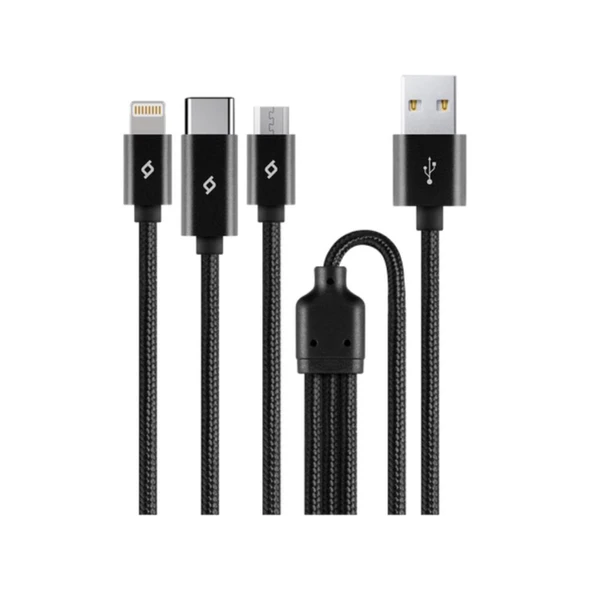 Ttec 100CM 2.1A Süper Hızlı 3in1 USB to Type-C, Lightning, Micro USB Data Şarj Kablosu, Halat Kopmaz ürün görseli 1