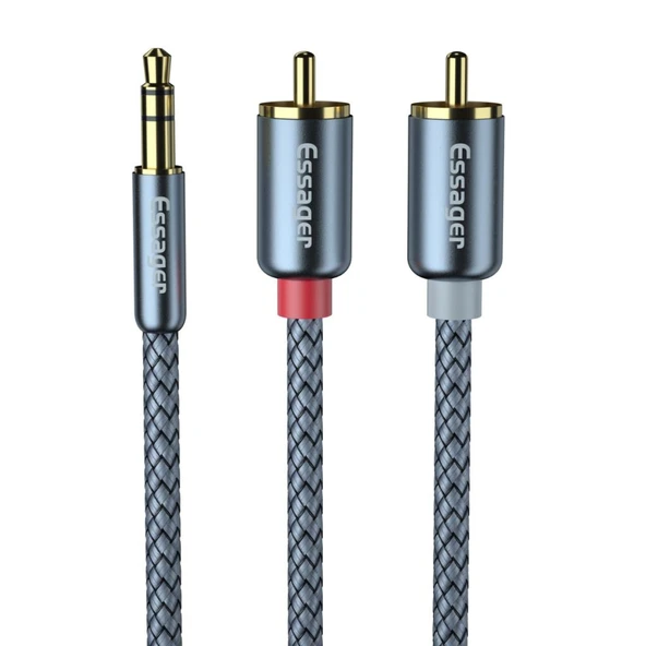 Essager Pro Series 3 Metre 3.5MM Jack to RCA Stereo Ses Sistemi Kablosu, Amfi, Hoparlör, TV Ses Sistemi Kablosu ürün görseli 1