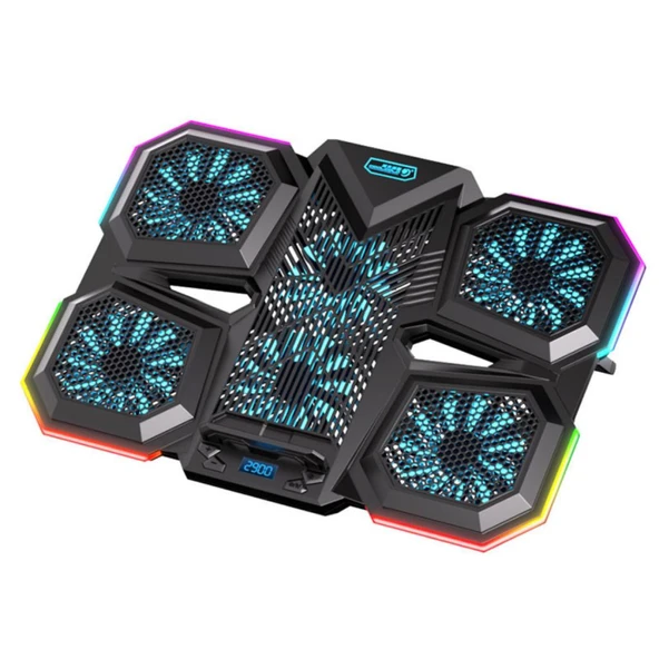 Polham 6 Fanlı RGB Işıklı Laptop Soğutucu Stand, 7 Kademeli Yükseklik Ayarlı 2400RPM Süper Soğutucu Stand ürün görseli 1