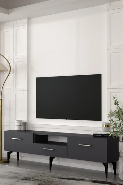 Dekortis Home Dekor 180DHDTSÇ2AG EROS TV SEHPASI,ÜNİTESİ ANTRASİT-GÜMÜŞ ürün görseli 1