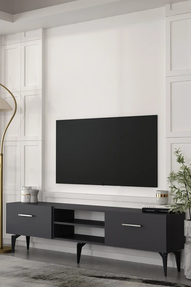 Dekortis Home Dekor 180DHDTSR2AG EROS TV SEHPASI,ÜNİTESİ ANTRASİT-GÜMÜŞ ürün görseli 1