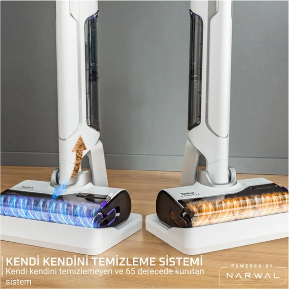 Tefal Islak ve Kuru Zemin Temizleme Kendi Kendini Temizleyen Rulo Fırçalı Kablosuz Dikey Süpürge X-Clean 10 ürün görseli 1
