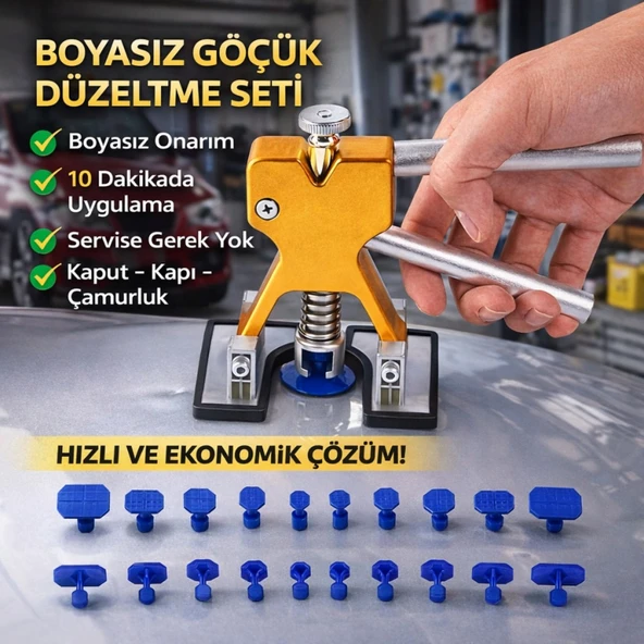 Polham 20 Parça Boyasız Göçük Düzeltme Seti | Kaput Kapı Çamurluk Göçük Onarım Aparatı | PDR Dent Repair Seti ürün görseli 1