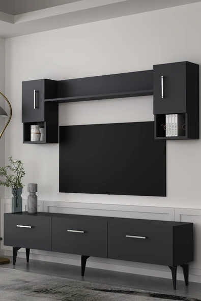 Dekortis Home Dekor 180DHDTÜ2AG EROS TV ÜNİTESİ TAKIMI ANTRASİT-GÜMÜŞ ürün görseli 1