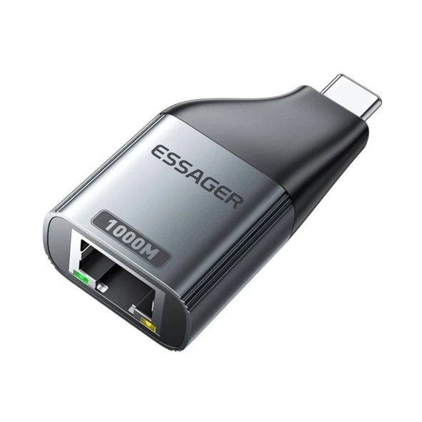 Essager 1000Mbps Type-C to RJ45 Dönüştürücü, Gecikmesiz Süper Hızlı Type C To Ethernet Çevirici ürün görseli 1