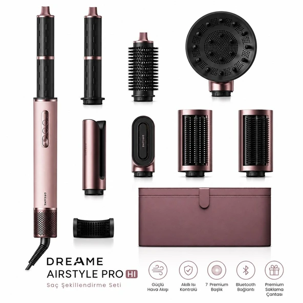 Dreame Airstyle Pro HI RLS7 Pembe Premium Saç Şekillendirici, 1400 W, İyon Destekli Bakım, Çok Başlı ürün görseli 1