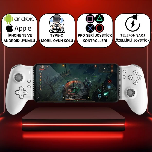 Polham iPhone 15 Üzeri ve Android Uyumlu Type-C Mobil Oyun Kolu | Pro Seri Joystick | Şarj Özellikli Gamepad ürün görseli 1