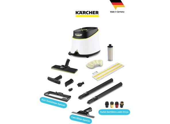 Karcher Sc 3 Deluxe Easyfix Buharlı Temizlik Makinesi 1900W 3.5 Bar Mutfak Banyo Sert Zemin Cam Halı Kimyasalsız Hijyenik Hızlı Isınan Profesyonel Ev Tipi Yüksek Basınçlı Buhar Cihazı Garantili ürün görseli 1