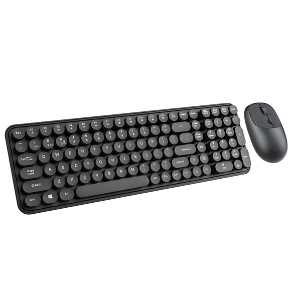 Polham 2.4Ghz Kablosuz Retro Klavye ve Mouse Seti, Tak Çalıştır Tüm Cihazlara Uyumlu Klavye Mouse Seti ürün görseli 1