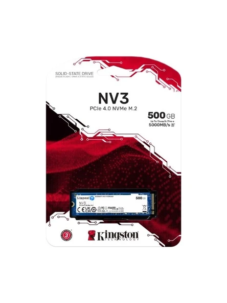 Kingston Nv3 SNV3S/500G 5000/3000MB/S M.2 Nvme Pcıe 4.0 ürün görseli 1
