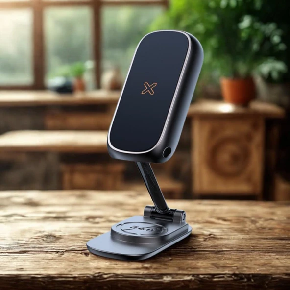 Polham Güçlü Mıknatıslı Metal Araç İçi Telefon Tutucu, Mutfak Duvarı, Masa Üstü Telefon Tutucu Döner Başlıklı ürün görseli 1
