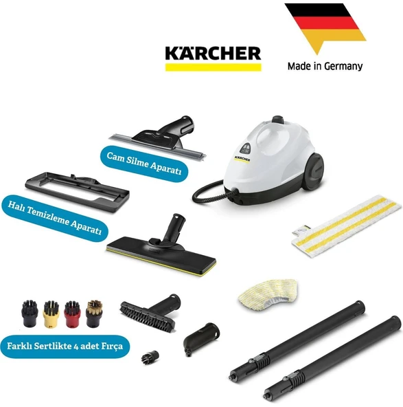 Karcher Sc 2 Easyfix Lite Set Buharlı Temizlik Makinesi 1500W 3.2 Bar Cam Halı Sert Zemin Kimyasalsız Hijyenik Hızlı Isınan Kompakt Profesyonel Ev Tipi Yüksek Basınçlı Buhar Temizleyici Garantili ürün görseli 1