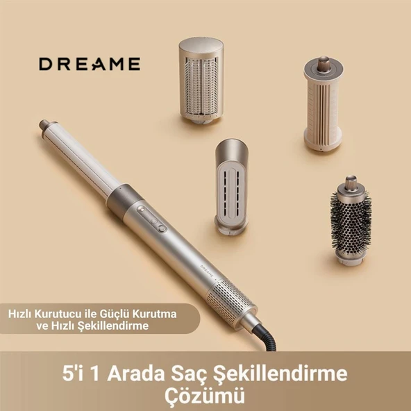 Dreame Airstyle RLS3L Gold Premium Saç Şekillendirici, 1300 W, Hava Üflemeli Başlıklar, Hacimli Fön ürün görseli 1