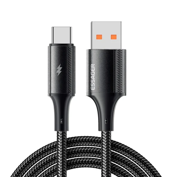 Essager 1 Metre 6A 120W Mega Hızlı USB To Type C Şarj Data Kablosu, Akım,Isı Korumalı, Güçlü Kablo ürün görseli 1