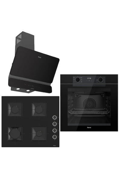 Black FryArt 3 lü Ankastre Set ( QEP63CS - SS205 - D080-SA ) A++ Sessiz Davlumbaz ürün görseli 1