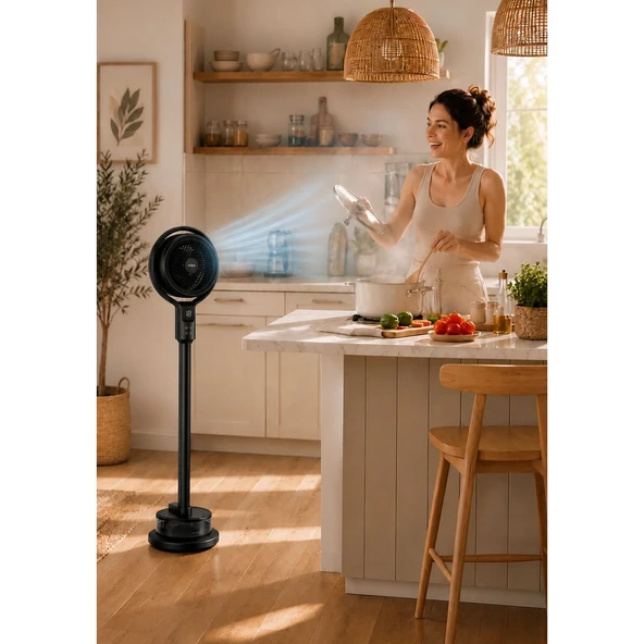 Robotürkiye Roboturkiye - 20dB Ultra Sessiz 4 Kollu Pervaneli 96x31cm - Buharli Kule Tipi Vantilator - Siyah ürün görseli 1