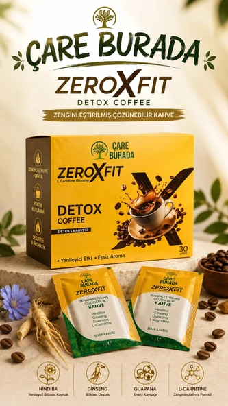 Çare Burada Zeroxfit Detoks Kahvesi 30 Adet (Guarana & Hindiba & Ginseng & L-Carnitine) ürün görseli 1